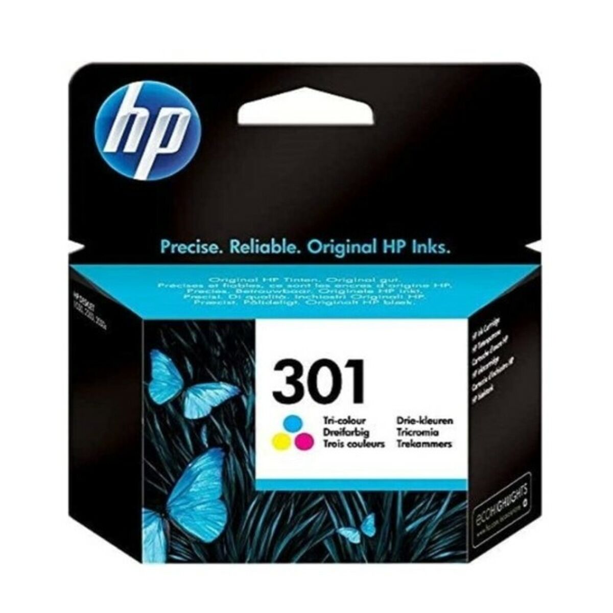 Original Tintenpatrone HP Cartucho de tinta original HP 301 Tri-color Schwarz Zyanblau/Magenta/Gelb (3 pcs)