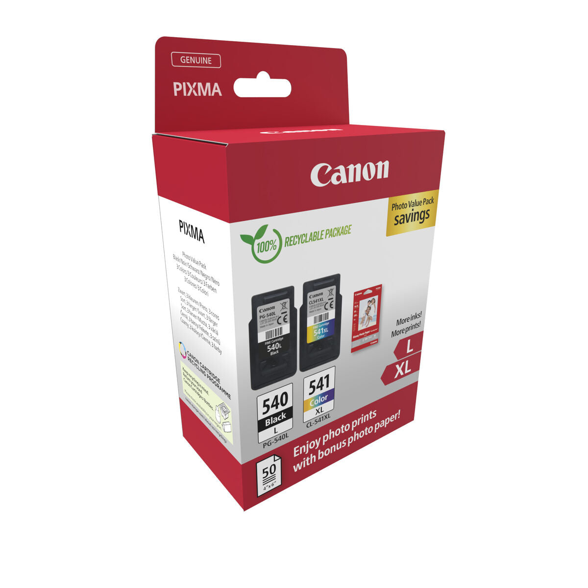 Original Tintenpatrone Canon PG-540L Noir + CL-541XL Couleur