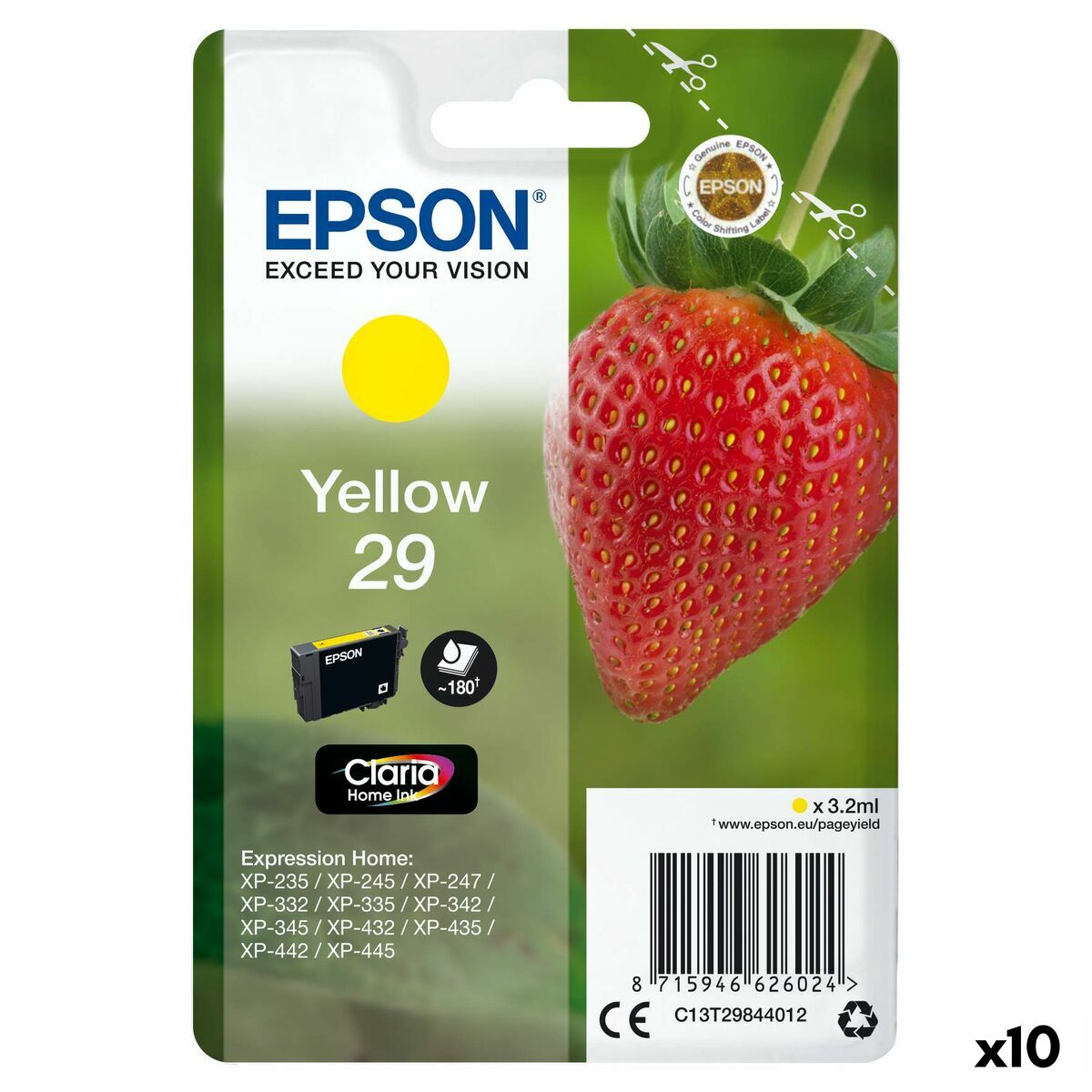 Original Tintenpatrone Epson XP 235 332 335 432 435 Gelb (10 Stück)